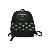 Black Backpack with Alien and Globe Graphic