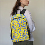 90s Smiley Fabric Backpack with Side Mesh Pockets