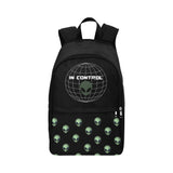 Black Backpack with Alien and Globe Graphic
