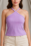 Women’s Rib-Knit Cross-Neck Banded Top