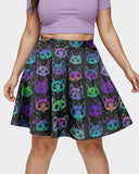 Plus Size Trippy Rainbow Cartoon Cat Skirt