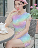 Pastel Rainbow Bodycon T-Shirt Dress