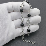 Y2K Star Charm Bracelet with Acrylic Beads - Black or White