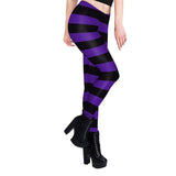 Women's Purple & Black Halloween Stripes Leggings - Cosplay Tight Fit