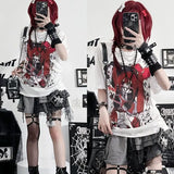 Women's Gothic Rock T-Shirt - Y2K Fashion Japan Style Graphic Tee