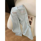 Cute Bow Accent Wide-Leg Jeans