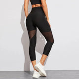Women's High Waist Black Mesh Panel Leggings | Ultimate Stretch & Comfort