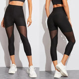 Women's High Waist Black Mesh Panel Leggings | Ultimate Stretch & Comfort