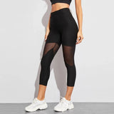 Women's High Waist Black Mesh Panel Leggings | Ultimate Stretch & Comfort