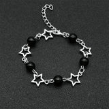 Y2K Star Charm Bracelet with Acrylic Beads - Black or White