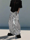 Men's Y2K Streetwear Shiny Pants - Wide Leg, Loose Fit