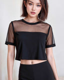 Black Mesh Crop Top
