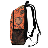Orange Halloween Backpack with Jack-o'-Lanterns and Spiders