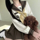 Academia Style School Uniform - Bow - Tied Sailor Collar and Embroidered Coat - In Control Clothing