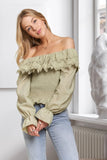 ADORA Smocking Blouse with Eyelet Lace Ruffle