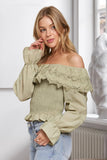 ADORA Smocking Blouse with Eyelet Lace Ruffle