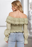 ADORA Smocking Blouse with Eyelet Lace Ruffle