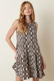 ADORA Snake Print Ruffle Detail Tank Dress