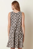 ADORA Snake Print Ruffle Detail Tank Dress