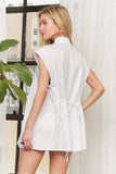 ADORA Solid Cap Sleeve Button Up Shirt
