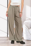 ADORA Waist Tie Crinkle Flowy Pants