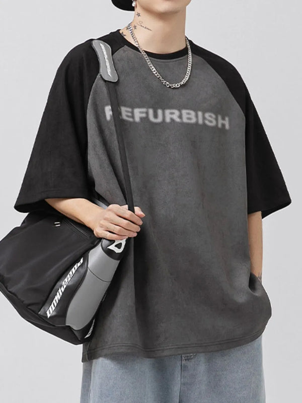 Men's Letter Round Neck Half Sleeve T-Shirt