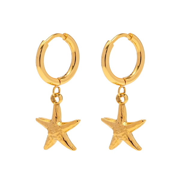 18K Gold-Plated Stainless Steel Star Earrings