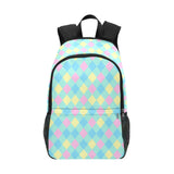 Argyle Checkered Backpack in Soft Pastel Hues