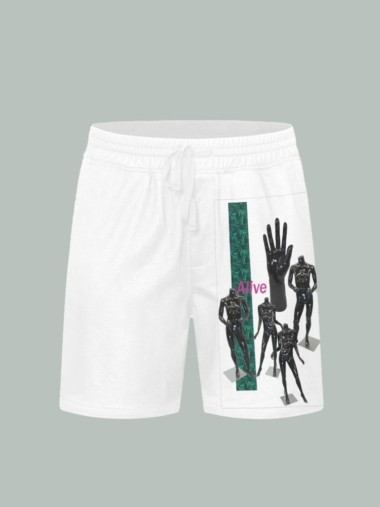 Alive Retro Art White Men's Shorts - In Control Clothing