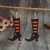 Alloy Wooden Witch Boots Earrings