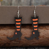 Alloy Wooden Witch Boots Earrings