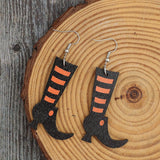 Alloy Wooden Witch Boots Earrings