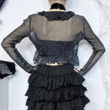 Alternative Fashion Glitter Thin Cardigan - Gothic See Through Top - In Control Clothing
