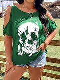 Alternative Plus Size Skull T-Shirt with Cold Shoulder Design - In Control Clothing
