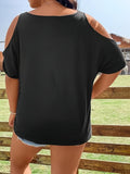 Alternative Plus Size Skull T-Shirt with Cold Shoulder Design - In Control Clothing