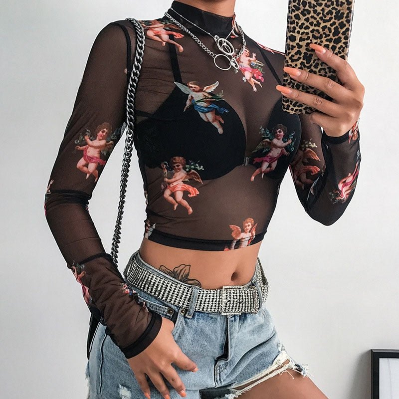 Angelcore Transparent Mesh Top - In Control Clothing