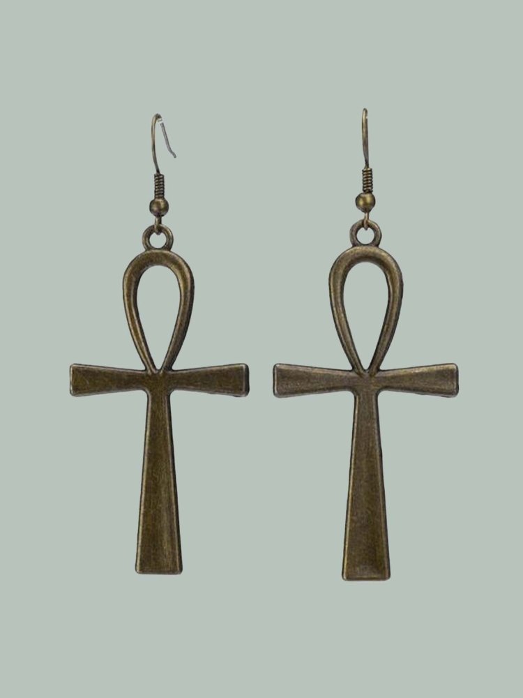 Ankh Large Statement Art Deco Earrings - In Control Clothing