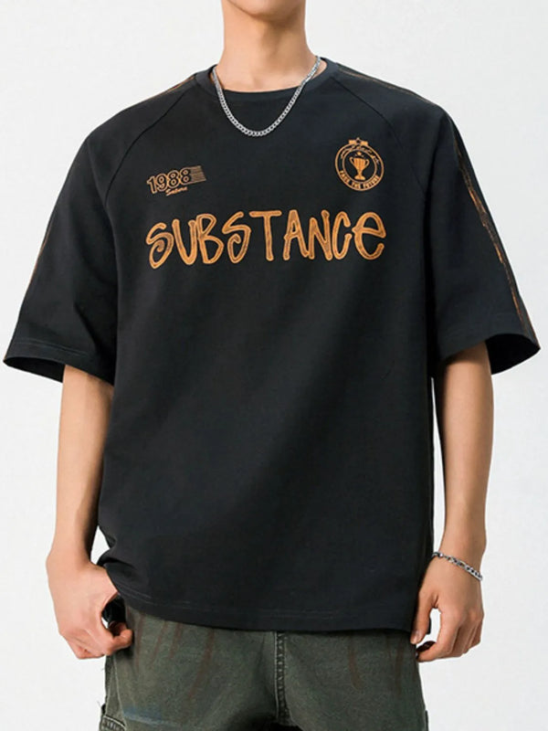 Men's Letter Round Neck Half Sleeve T-Shirt
