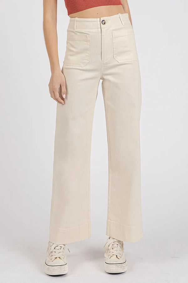 Mittoshop Twill Patch Pocket High Rise Wide Leg Pants