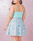 Plus Size Cartoon Cow Milk Kawaii Skirt