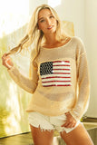 BiBi Sequin American Flag Patch Open Knit Cover Up
