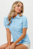 BiBi Short Puff Sleeve Pique Shirt