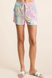 BiBi Tie Dye French Terry Casual Shorts with Twill Tape
