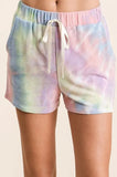BiBi Tie Dye French Terry Casual Shorts with Twill Tape