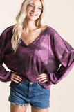 BiBi Tie Dye Hacci Knit Top with Bubble Sleeves