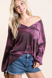 BiBi Tie Dye Hacci Knit Top with Bubble Sleeves