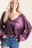 BiBi Tie Dye Hacci Knit Top with Bubble Sleeves