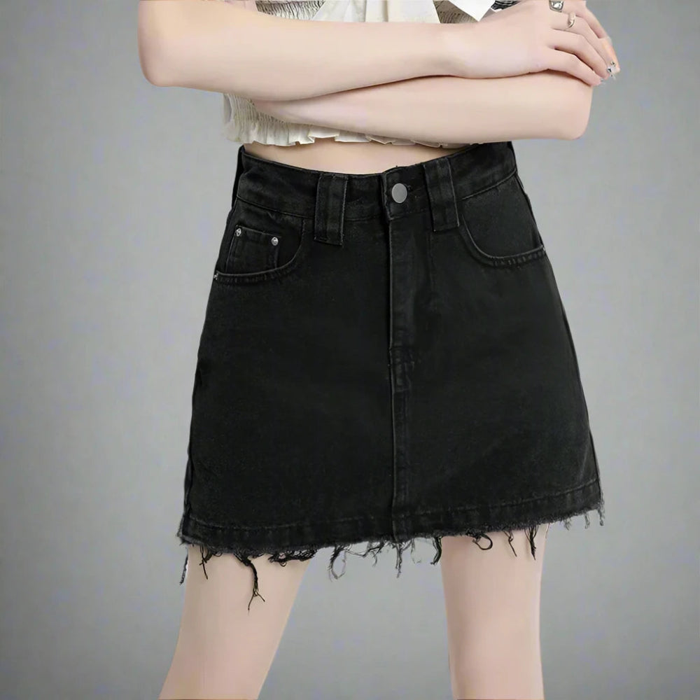 Black Cotton Mini Skirt - In Control Clothing