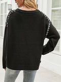 Black Drop Shoulder Knit Top