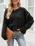 Black Drop Shoulder Knit Top